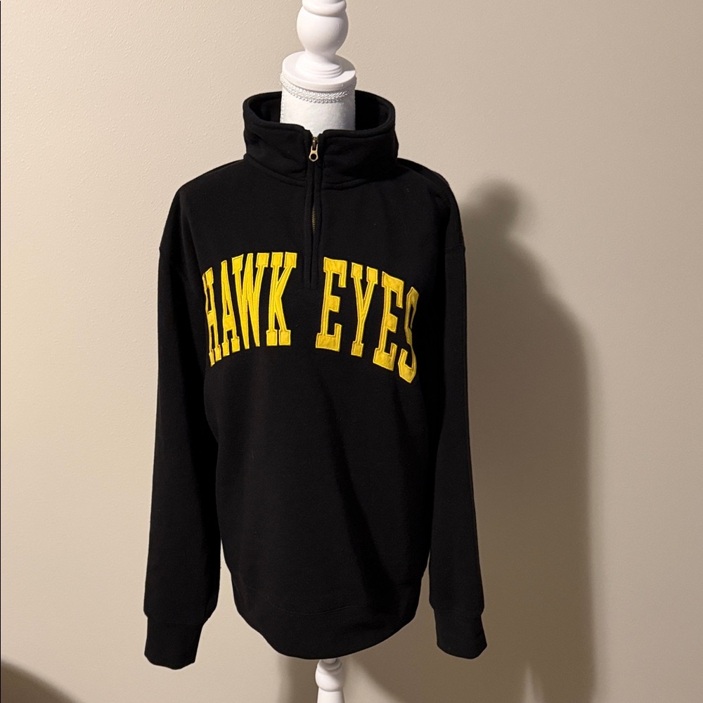 Hawk Eyes Black Quarter-Zip Men's Sweater